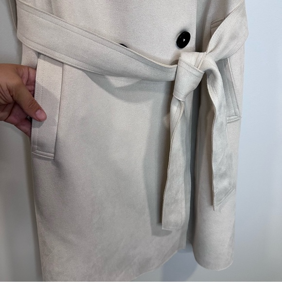 ZARA WOMAN LONG FAUX SUEDE CREAM WITH BELT VEST SIZE L - Picture 5 of 12